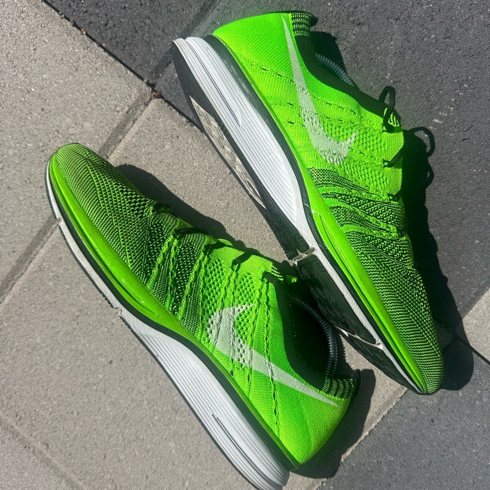 Nike Men’s Flyknit Running Shoes — Neon Green & White
